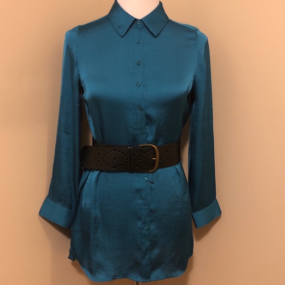 Soft Surroundings Teal Embroidered Top,Size-XSP(?S - Picture 5 of 8